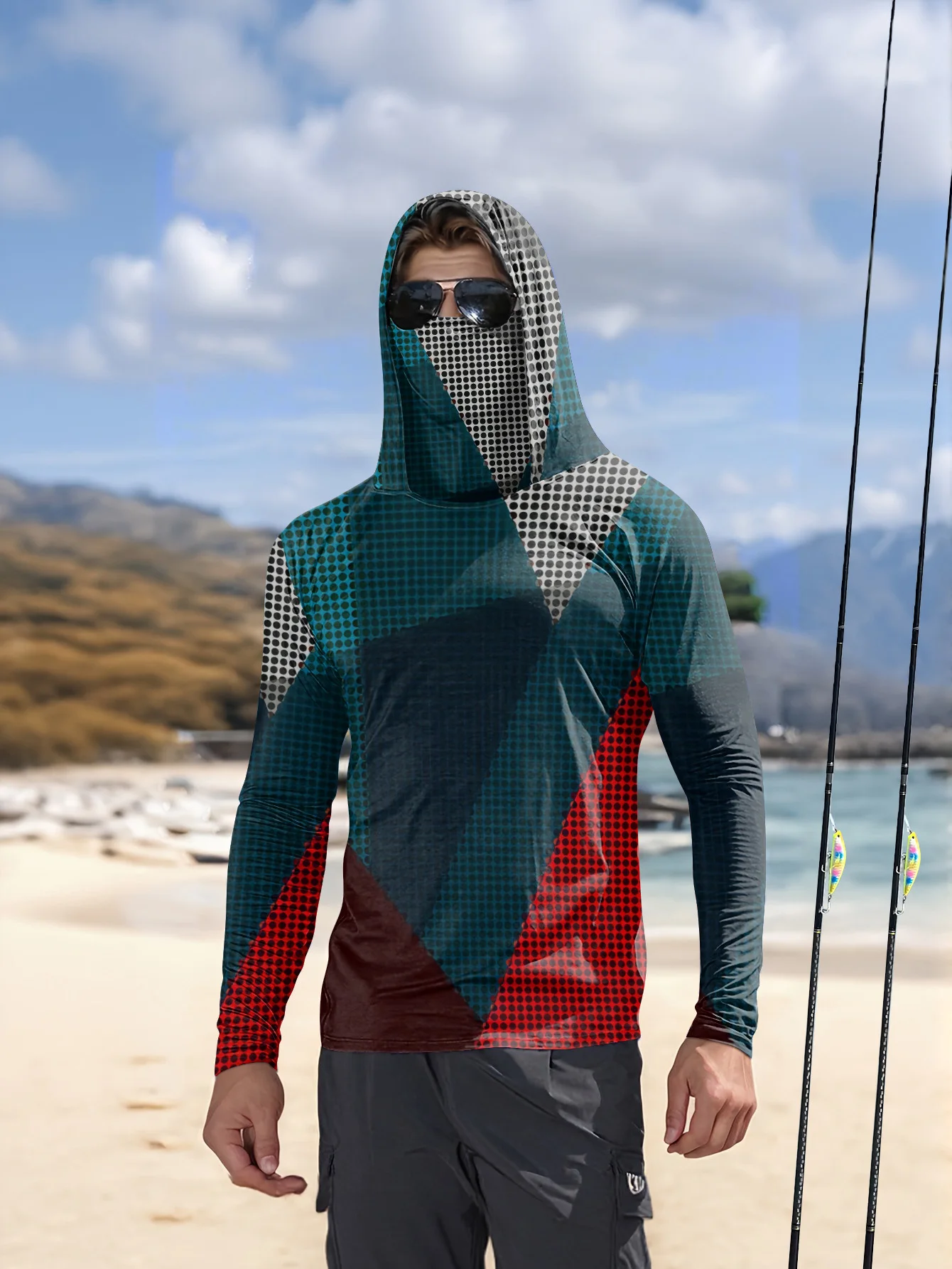 Fishing Shirt Uv Protection - Visserijhoodie voor heren, lange mouwen, sneldrogend,